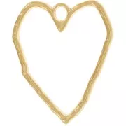 Pendente cuore martellato 35x29 mm - dorato con oro fino x1