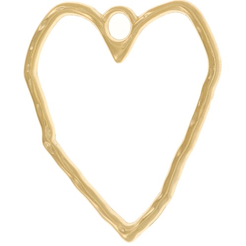 Pendente cuore martellato 35x29 mm - dorato con oro fino x1