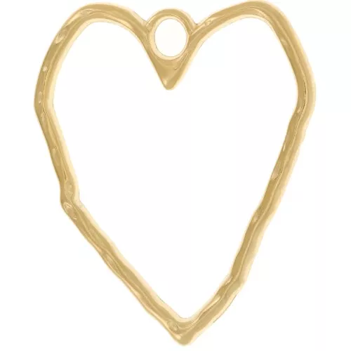 Pendente cuore martellato 35x29 mm - dorato con oro fino x1