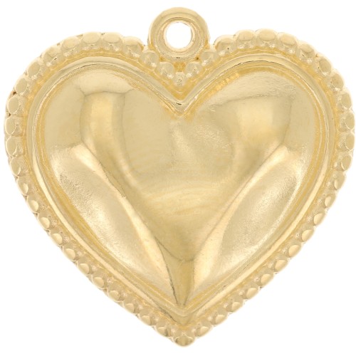 Pendente cuore 21 mm - dorato con oro fino x1