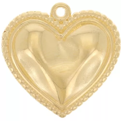 Pendente cuore 21 mm - dorato con oro fino x1