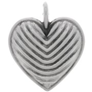 Pendente cuore striato 24x20 mm - Placcatura argento antico x1|raw }}