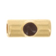 Perlina tubolare 10x4mm con resina epossidica dorato con oro fino Marrone scuro x1
