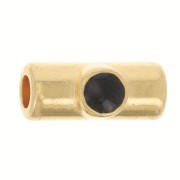 Perlina tubolare 10x4 mm con resina epossidica -dorato con oro fino- Nero x1