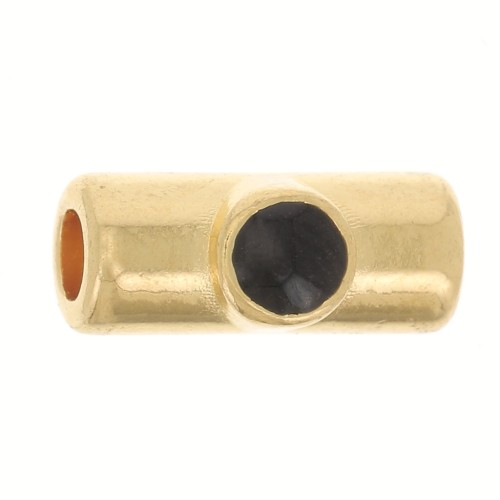 Perlina tubolare 10x4 mm con resina epossidica -dorato con oro fino- Nero x1