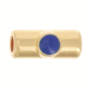 Perlina tubolare 10x4 mm con resina epossidica -dorato con oro fino- Blu scuro x1|raw }}