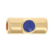 Perlina tubolare 10x4 mm con resina epossidica -dorato con oro fino- Blu scuro x1