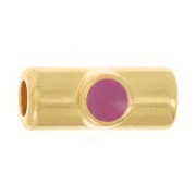 Perlina tubolare 10x4 mm con resina epossidica -dorato con oro fino- Fucsia x1