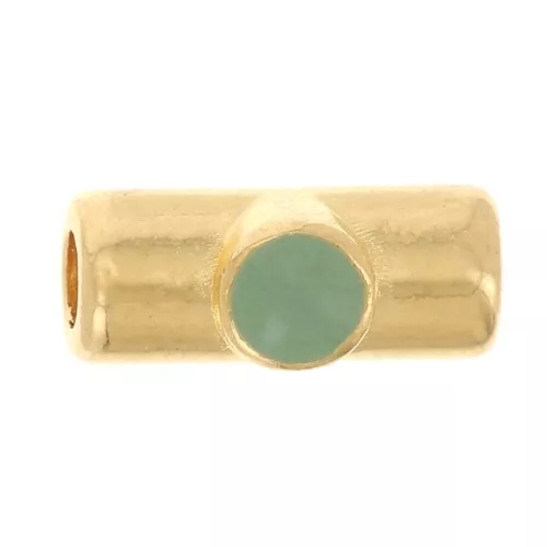Perlina tubolare 10x4 mm con resina epossidica - dorato con oro fino- Zecca x1