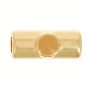 Perlina tubolare 10x4 mm con resina epossidica - dorato con oro fino- Ocra x1