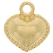 Ciondolo - Cuore lavorato curvo 13x12 mm - Dorato con oro fino x1