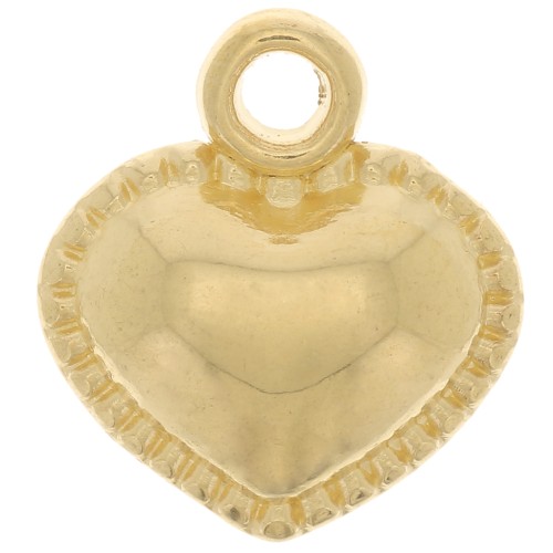 Ciondolo - Cuore lavorato curvo 13x12 mm - Dorato con oro fino x1