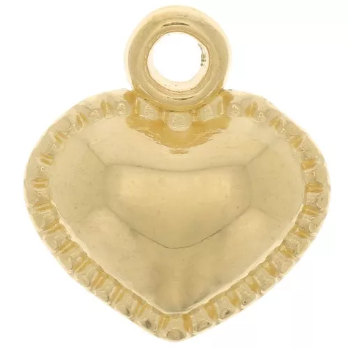 Ciondolo - Cuore lavorato curvo 13x12 mm - Dorato con oro fino x1