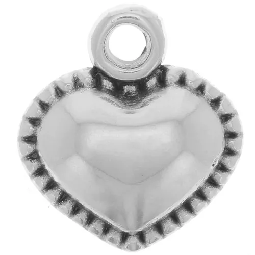 Ciondolo cuore lavorato 13x12 mm - Placcato argento x1