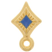 Passante rombo con ciondolo 13x8 mm e resina epossidica - dorato oro fino- Blu