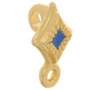 Passante rombo con ciondolo 13x8 mm e resina epossidica - dorato oro fino- Blu