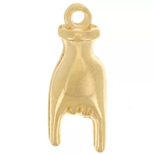 Pendente mano - Segno Rock and Roll - 21x8 mm -dorato oro fino x1