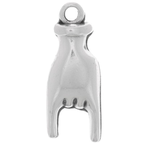 Pendente mano - Segno Rock and Roll - 21x8 mm - Placcatura argento antico x1