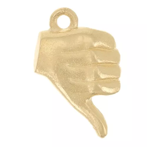 Ciondolo mano segno del pollice in giù - 13x8 mm - dorato oro fino x1