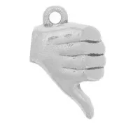Ciondolo mano Segno del pollice in giù - 13x8 mm - Placcatura argento antico x1