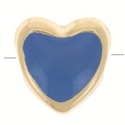 Perla cuore in resina epossidica 9 mm -dorato oro fino - Blu scuro x1