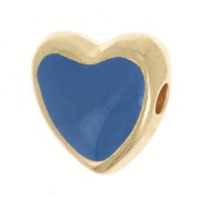 Perla cuore in resina epossidica 9 mm -dorato oro fino - Blu scuro x1