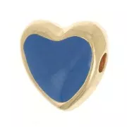 Perla cuore in resina epossidica 9 mm -dorato oro fino - Blu scuro x1