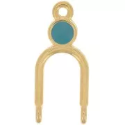 Pendente 24x11 mm 2 anelli e resina epossidica - Dorato con oro fino - Turchese