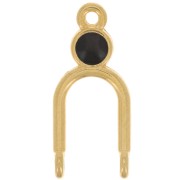 Pendente 24x11 mm 2 anelli e resina epossidica - Dorato con oro fino - Nero