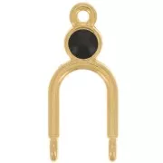 Pendente 24x11 mm 2 anelli e resina epossidica - Dorato con oro fino - Nero