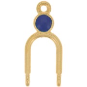 Pendente 24x11mm 2 anelli e resina epossidica -dorato con oro fino - Blu scuro|raw }}