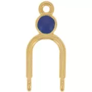 Pendente 24x11mm 2 anelli e resina epossidica -dorato con oro fino - Blu scuro
