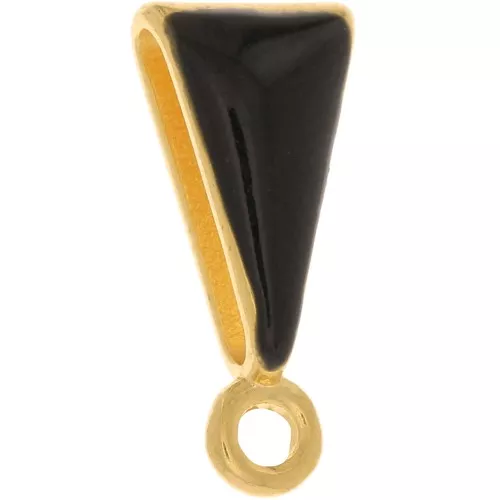 Ciondolo con resina epossidica 15x7 mm - dorato oro fino - Nero x1