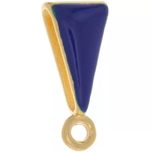 Ciondolo con resina epossidica 15x7 mm - dorato oro fino - Blu scuro x1