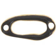 Distanziatore ovale irregolare scavato 24x12 mm e resina epossidica dorata - Nero