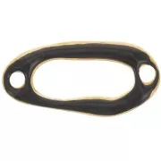 Distanziatore ovale irregolare scavato 24x12 mm e resina epossidica dorata - Nero