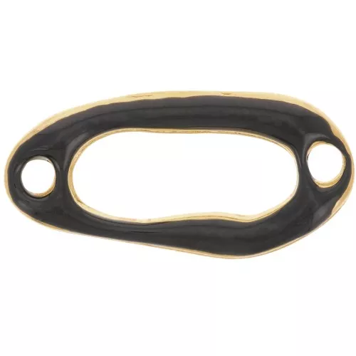 Distanziatore ovale irregolare scavato 24x12 mm e resina epossidica dorata - Nero