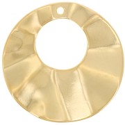 Pendente rotondo scavato effetto plissettato 33 mm - dorato con oro fino x1|raw }}