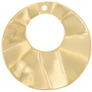 Pendente rotondo scavato effetto plissettato 33 mm - dorato con oro fino x1