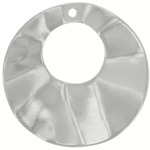 Pendente rotondo scavato effetto plissettato 33 mm - Placcatura argento antico x1