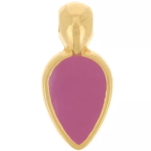 Ciondolo a petalo in resina epossidica 18x8 mm -dorato con oro fino- Fucsia x1
