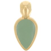 Charm a forma di petalo in resina epossidica 18x8 mm -dorato con oro fino Menta x1|raw }}