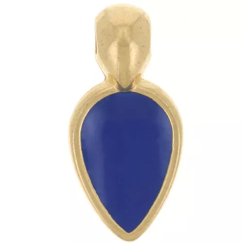 Ciondolo a petalo 18x8 mm in resina epossidica -dorato con oro fino - Blu scuro x1