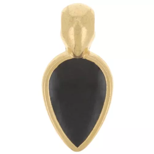 Ciondolo a petalo 18x8 mm in resina epossidica - dorato con oro fino - Nero x1