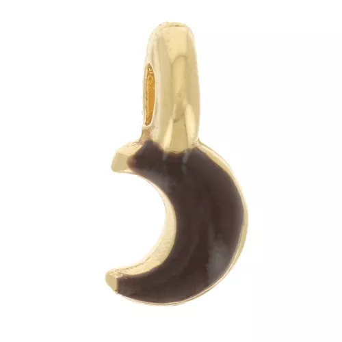 Mini ciondolo luna 7x3mm in resina epossidica -dorato oro fino Marrone scuro x1
