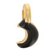 Mini ciondolo luna 7x3 mm in resina epossidica - dorato con oro fino - Nero x1|raw }}