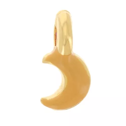 Mini ciondolo luna 7x3 mm in resina epossidica -dorato con oro fino - Ocra x1