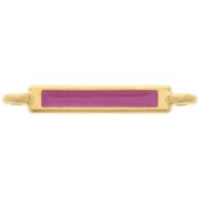 Distanziatore rettangolare 27x4 mm e resina epossidica - Oro fino - Fucsia x1