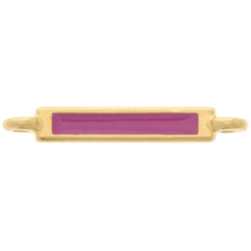 Distanziatore rettangolare 27x4 mm e resina epossidica - Oro fino - Fucsia x1