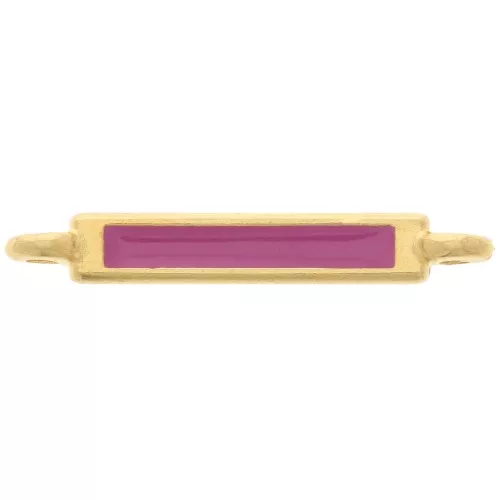 Distanziatore rettangolare 27x4 mm e resina epossidica - Oro fino - Fucsia x1